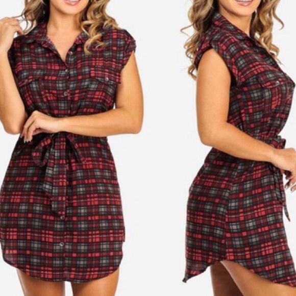 Poetry Plaid Shirt Dress Size Medium - Picture 6 of 6